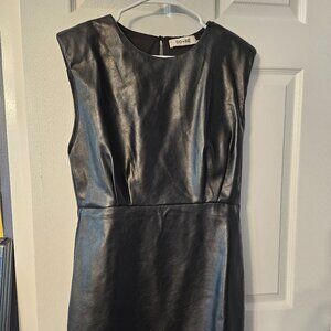 Black leather mini dress